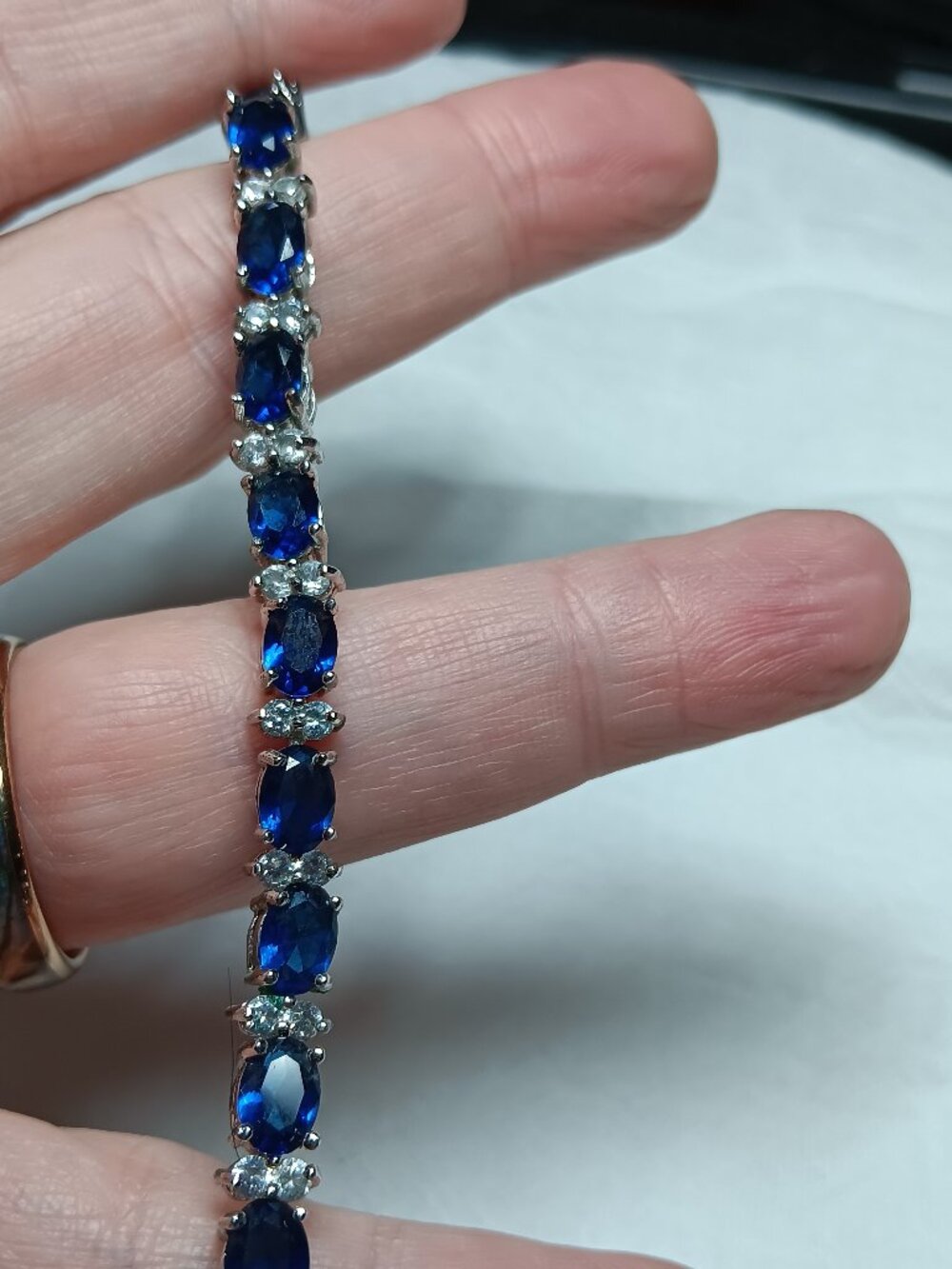 REPAIR/CRAFT: Blue Sapphire Tennis Bracelet – 6.75” – Needs New Clasp